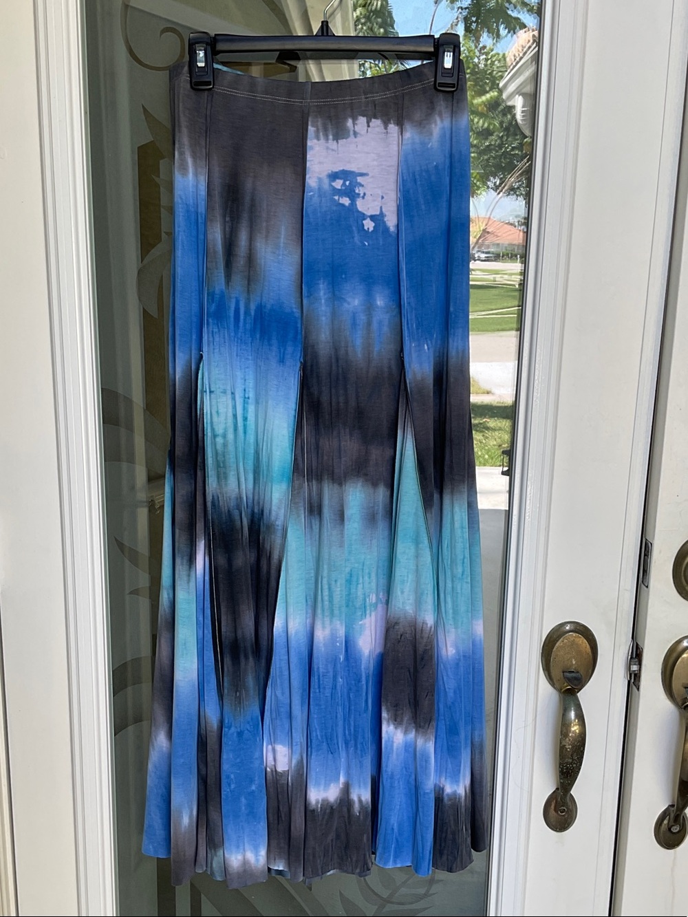 Karen Kane Blue Black Tie-Dye Maxi Skirt